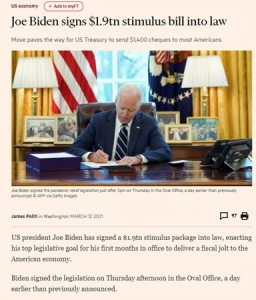 Biden sign 1.9 trillion